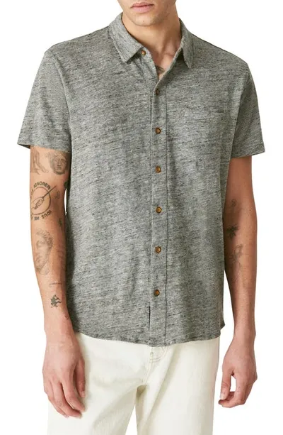 Lucky Brand Short Sleeve Button-up Shirt In Heather Grey