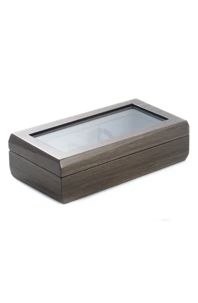 Bey-berk Gray Lacquered Wood Glasses Storage Case In Grey