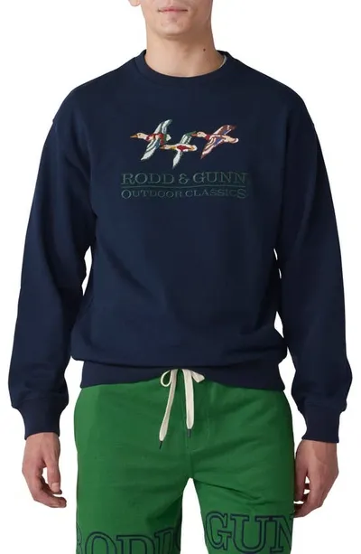 Rodd & Gunn The Mallard Embroidered Crewneck Sweatshirt In Midnight