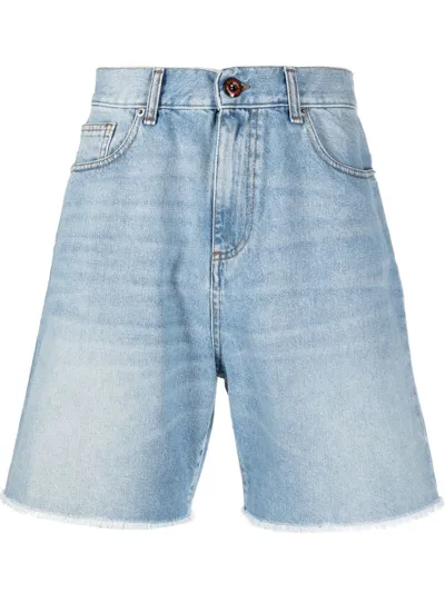 Vision Of Super Blue Dneim Shorts With White Coating