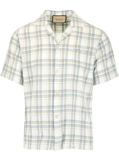 Gucci Viscose Checked Bowling Shirt In White