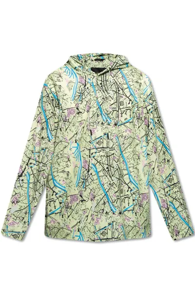 Fendi Reversible Map Print Silk Jacket In Eden