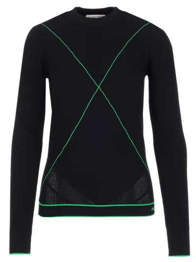 Bottega Veneta Black Engineered Technoskin Contrast Stitch Sweater