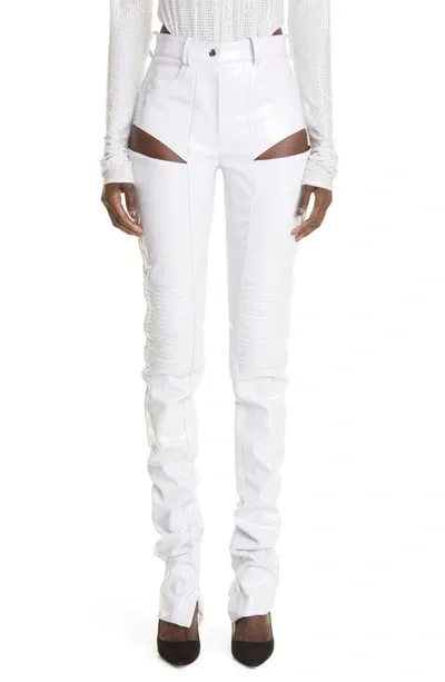 Laquan Smith Cutout Faux Leather Moto Pants In White