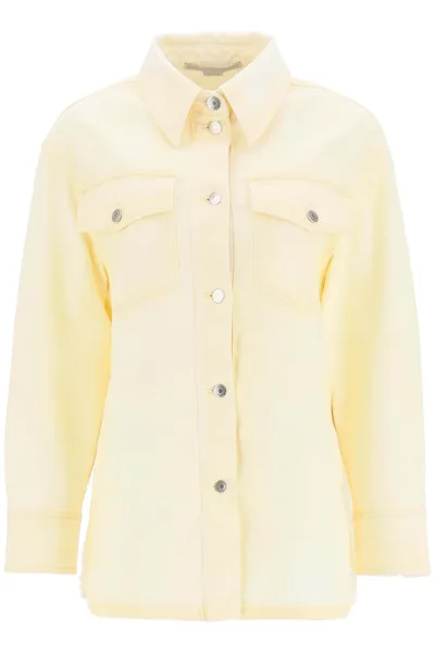 Stella Mccartney Overshirt In Denim Con Logo In Giallo