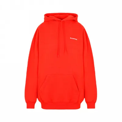 Balenciaga Logo Print Medium Fit Hoodie In Red