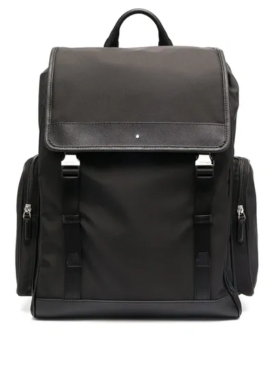 Montblanc Sartorial Jet Cross-grain Leather-trimmed Nylon Backpack In Black