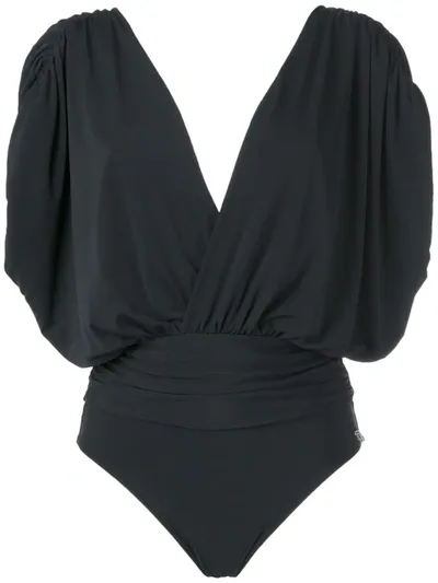 Brigitte Deep V Neck Swimsuit In Black