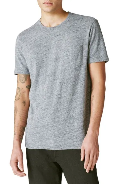 Lucky Brand Linen Pocket Crewneck T-shirt In Black Iris