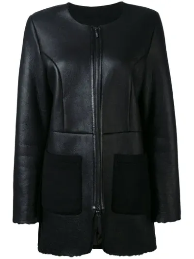 Liska Boxy Contrast Texture Jacket In Schwarz