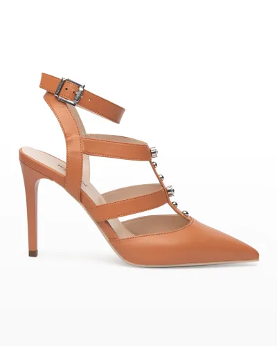 Nerogiardini Strappy Pointed Toe Pump In Cognac