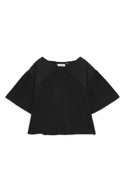 Rodebjer Mimi Eyelet Cotton Crop Top In Black