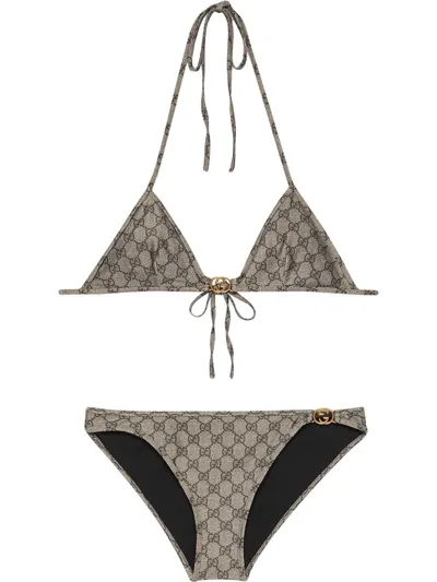 Gucci Gg Stretch Jersey Bikini In Beige