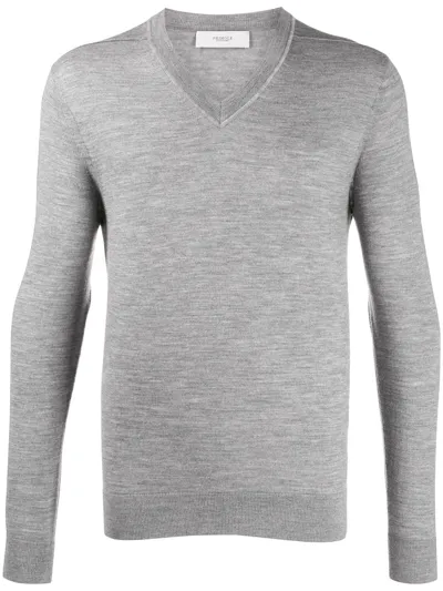 Pringle Of Scotland V-neck Merino Wool Jumper In Grey