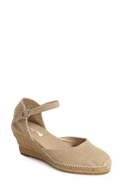 Toni Pons 'caldes' Linen Wedge Sandal In Stone