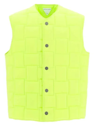 Bottega Veneta Buttoned V-neck Padded Vest In Green