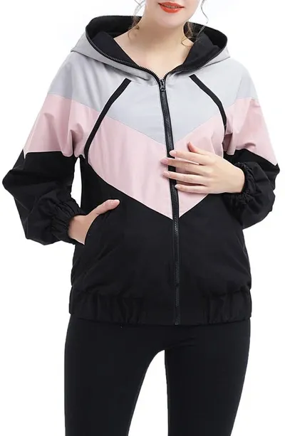 Kimi And Kai Ellie Water Repellent Maternity Jacket In Multi-colored