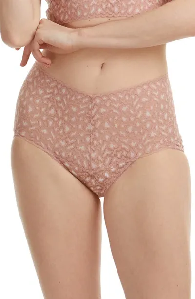 Hanky Panky Leopard Cross Dye Retro V-kini In Desert Rose