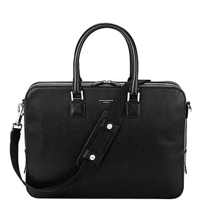 Aspinal Of London Mount Street Small Leather Laptop Bag In Black