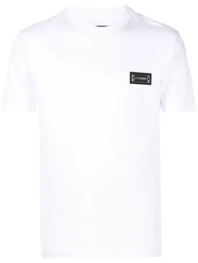 Les Hommes Logo-plaque Cotton T-shirt In White