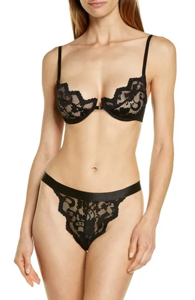 Coquette Bra & High Waist Thong Set In Black