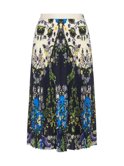 Etro New Orleans Floral-print Pleated Midi Skirt In Black