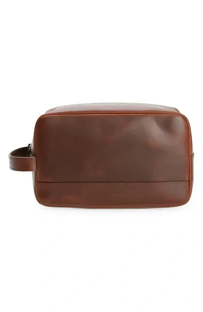 Shinola Leather Travel Kit In Medbrown