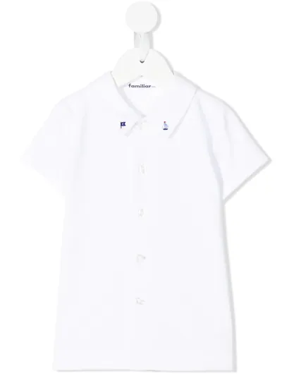 Familiar Kids' Embroidered-design Shirt In White