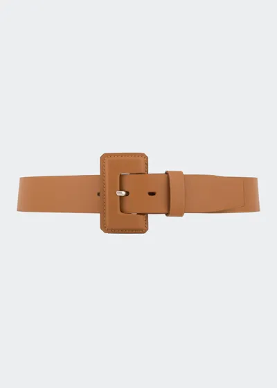 Vaincourt Paris La Petite Merveilleuse Timeless Leather Belt With Covered Buckle In Camel