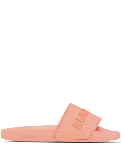 Burberry 10mm Furley Rubber Pool Slides In Peach Pink