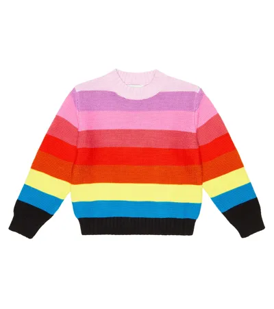 Stella Mccartney Kids Multicolored Striped Wool And Cotton Sweater In Pink