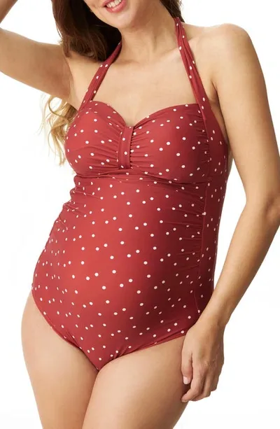 Pez D'or Merlot Polka Dot One-piece Maternity Swimsuit