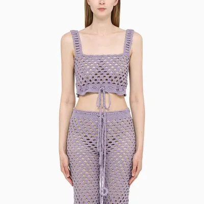 Matimì Lilac Crochet Vest Crop-top In Purple