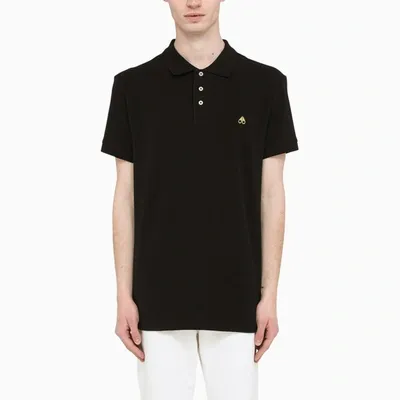 Moose Knuckles Black Polo T-shirt With Logo Print