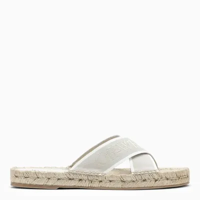 Off-white Beige Canvas Crisscross Espadrilles In Multicolor