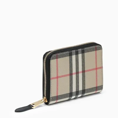 Burberry Small Vintage Check Zip Around Wallet In Black