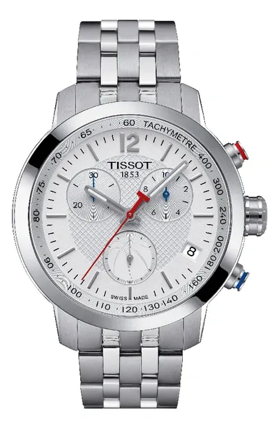 Tissot Prc200 Chronograph Nba Bracelet Watch, 41mm In Silver