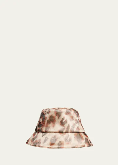 Eugenia Kim Charlie Leopard-print Organza Bucket Hat In Beige