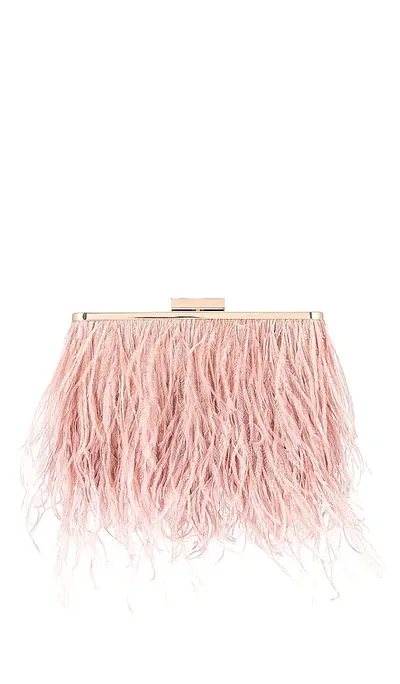 Olga Berg Estelle Feather Clutch In Blush