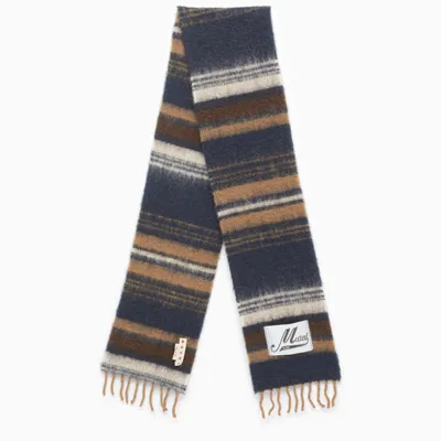 Marni Striped Wool And Alpaca Wool Scarf In Black