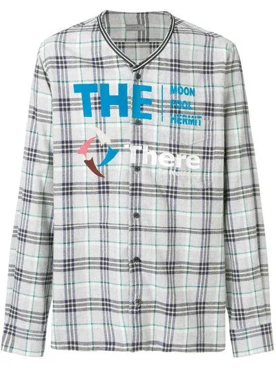 Lanvin Printed Checked Shirt In Grey