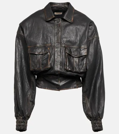 The Mannei Nice Leather Jacket In Vintage Black