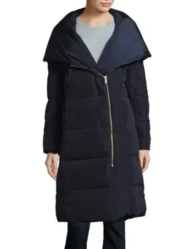 Cole Haan Portrait Collar Puffer Coat In Navy