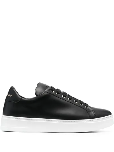 Philipp Plein Skull And Plein Low-top Leather Sneakers In Black