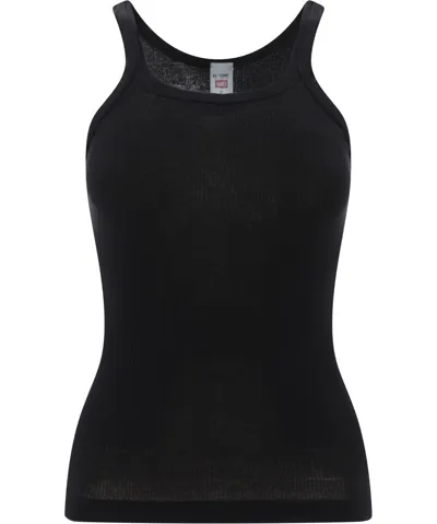 Re/done Ribbed Tank Top In Black