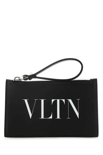 Valentino Garavani Valentino Vltn Logo Printed Zip In Black