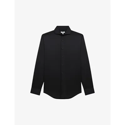 Reiss Storm Slim Fit Two Fold Twill Shirt In Black