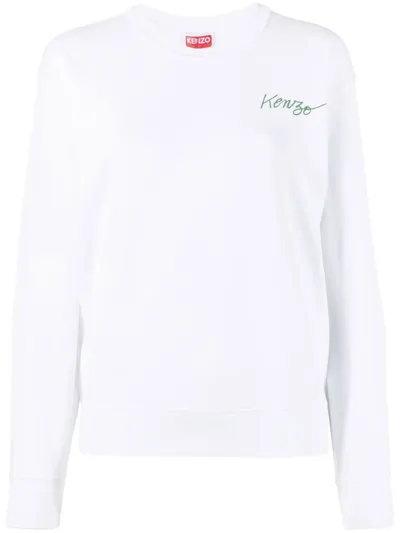 Kenzo Poppy-print Cotton Sweatshirt In White