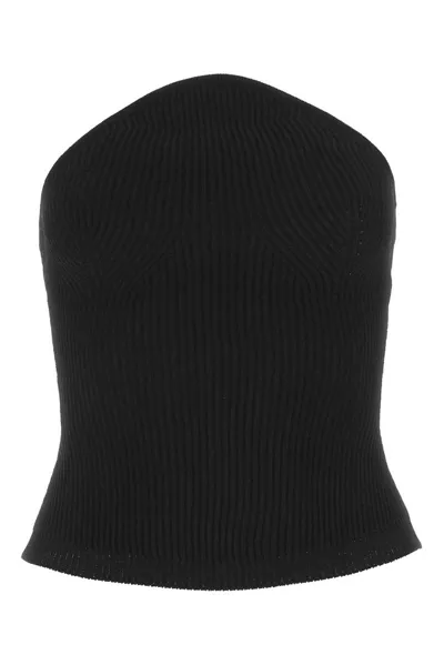 Khaite Jericho Strapless Ribbed-knit Top In Black