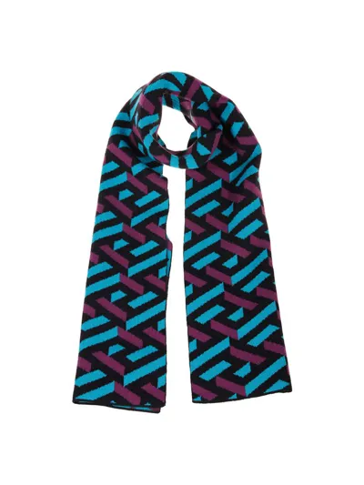 Versace Greca Signature Wool Blend Scarf In Multicolor